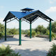 Full product view of square steel gazebo with cupola and modern design