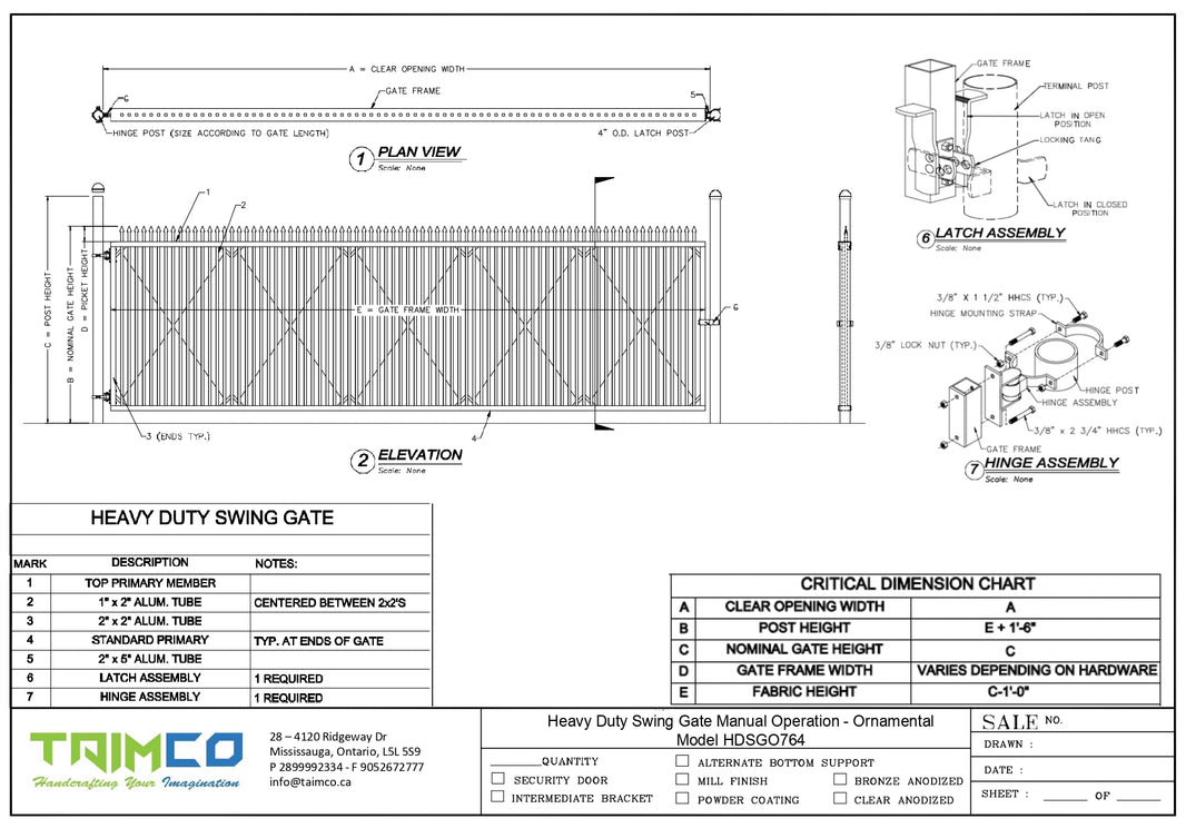 Heavy Duty Aluminum Swing Gate Manual Operation - Ornamental  Model HDSGCL764