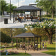 Tempered glass side panel on TAIMCO bus stop shelter providing visibility and weather protection.