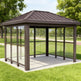 Side profile of modern bus stop shelter featuring slanted roof design and transparent glass enclosure.