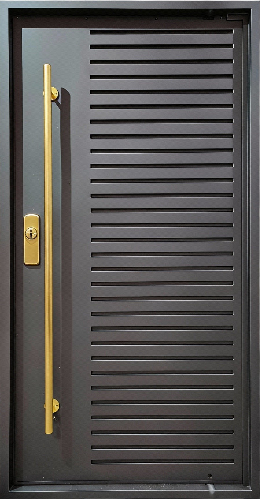 Modern Wrought Iron Door with Square Top and Horizontal Slat Design – Model # IWD1000