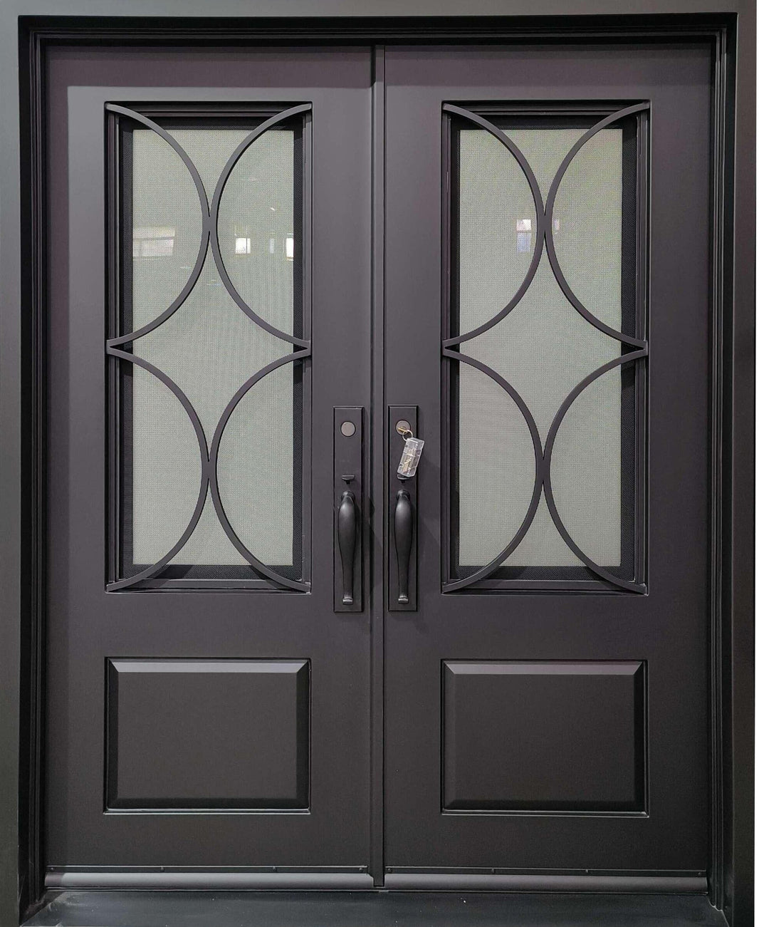 Traditional Privacy iron door Design | Square Top With kickplate | Model # IWD 1005