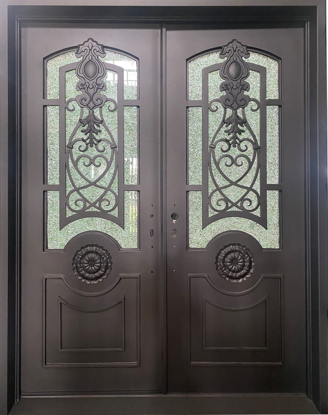 Classic Wrought Iron Door Design | Square Top With kickplate | Model # IWD 1006