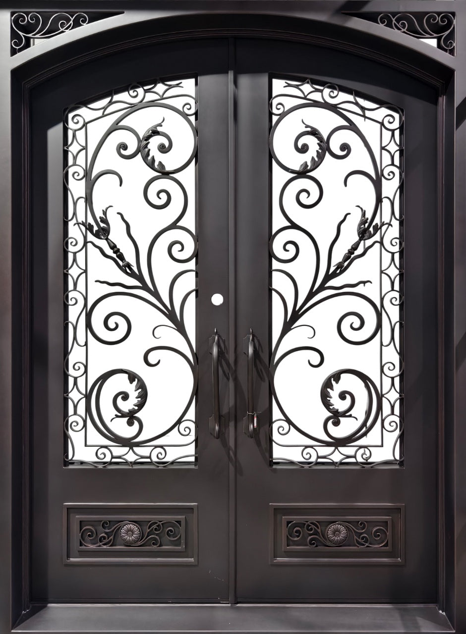 Kickplate Accent Iron Entry Door Square-Top Custom Modern Design Model IWD 1011