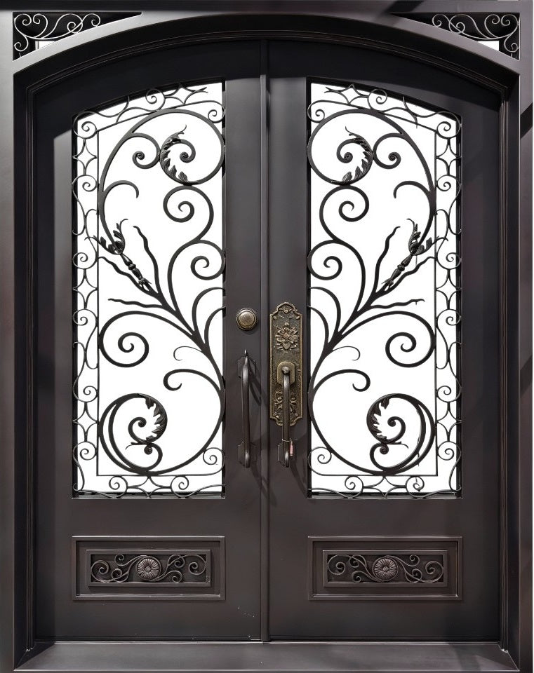 Kickplate Accent Iron Entry Door Square-Top Custom Modern Design Model IWD1011