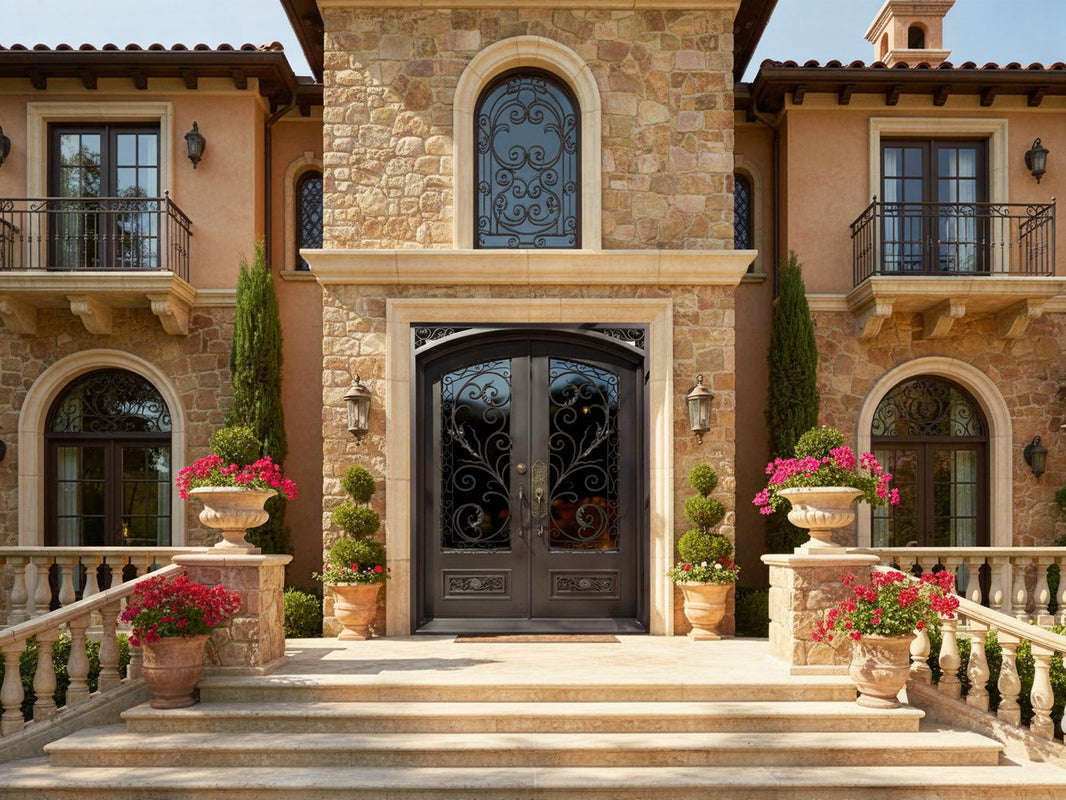 Kickplate Accent Iron Entry Door Square-Top Custom Modern Design Model IWD1011