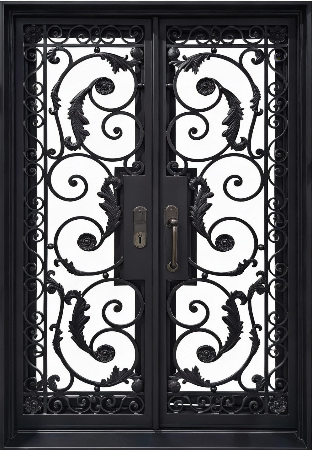 Decorative Wrought Iron Gate with Arched Top and Scroll Pattern – Model # IWD1012