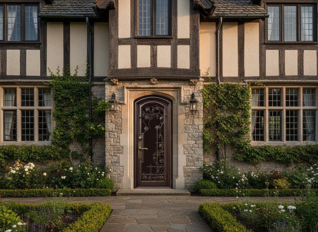 Wrought Iron Door with Square Top and Grapevine Scroll Design – Model # IWD1016