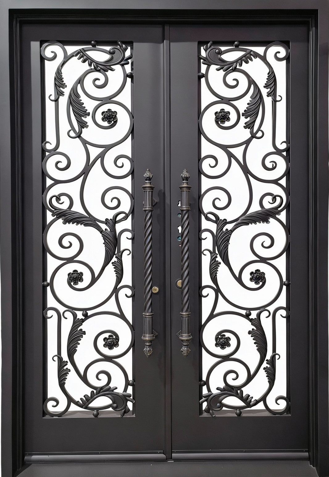 Wrought Iron Door with Square Top, Artistic Kickplate Model  IWD1025