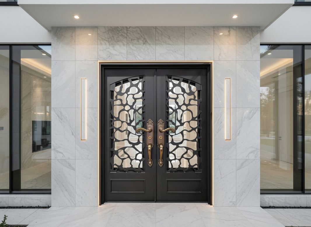 Laser Cut Wrought Iron Door – Square Top with Kickplate Model IWD1043