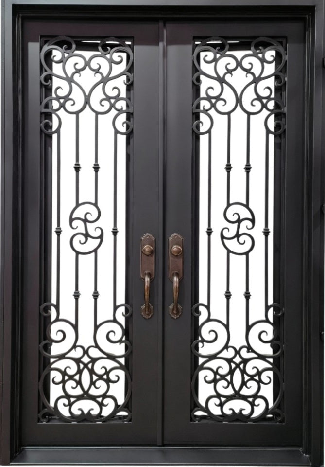Custom Wrought Iron Entry Door – Square Top With Kickplate | Model IWD1050