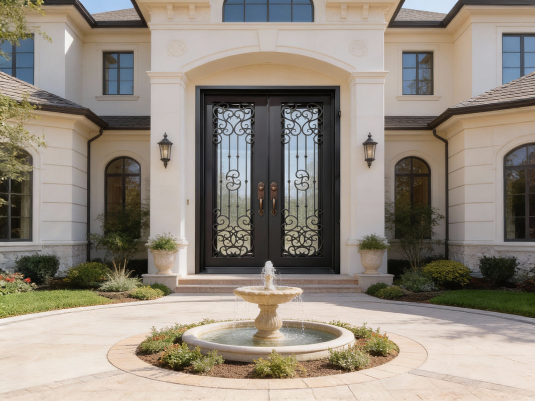 Custom Wrought Iron Entry Door – Square Top With Kickplate | Model IWD1050