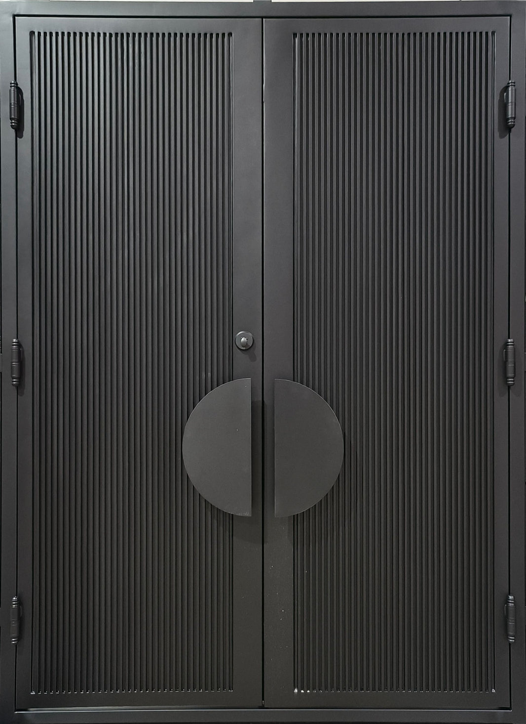 Symmetric Grip Steel Double Door Vertical Ridge Design with Split Circle Handles Model # IWD 1060