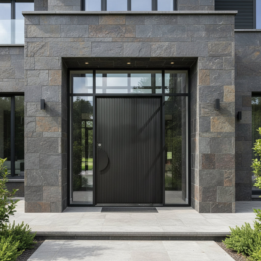 Vertical Ridge Steel Door Matte Black with Circular Handle Cutout Model # IWD1068