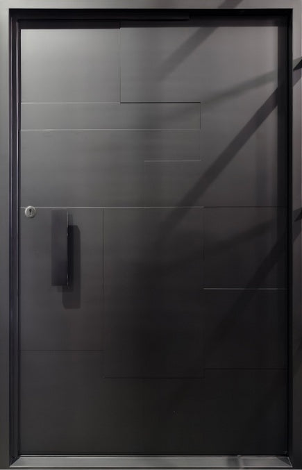 Geometric Steel Entry Pivot design Door  Square Top  Model # IWD1088