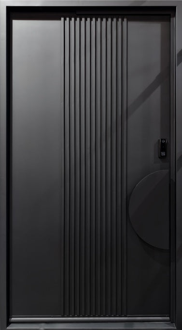 Contemporary Ridge Panel Pivot design Door  Square Top  Model # IWD 1097