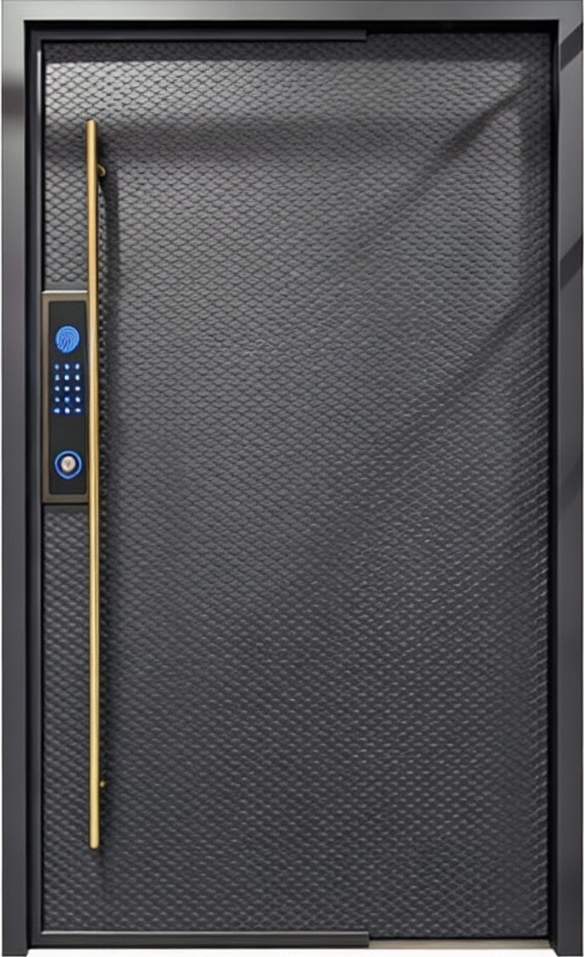 Stamped Steel Pivot Door with Hexagonal Pattern Embossing Square Top  Model # IWD1099