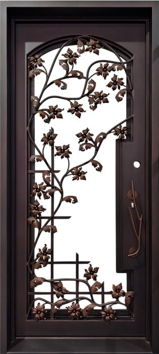 Floral Motif Laser-Cut Iron Door Square Top With kickplate Model # IWD 1111