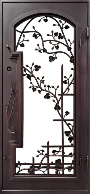 Floral Motif Laser-Cut Iron Door Square Top With kickplate Model # IWD 1111