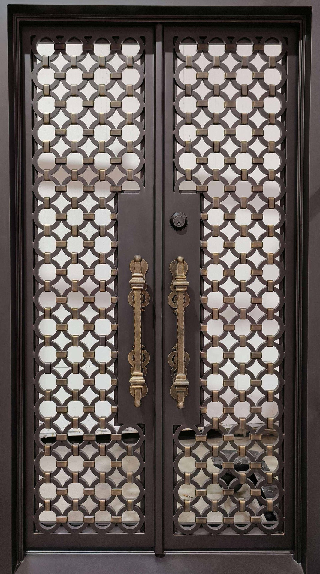 Iron Double Swing Front Door | Traditional Design | Clear Glass Operating Windows | Model # IWD 897