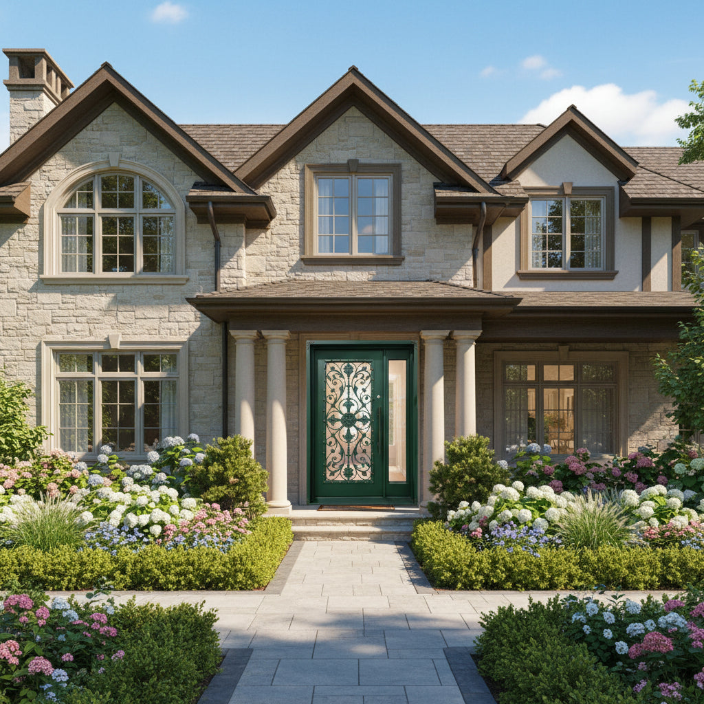 Laser-Cut Wrought Iron Door with Square Top and Decorative Kickplate – Model # IWD983