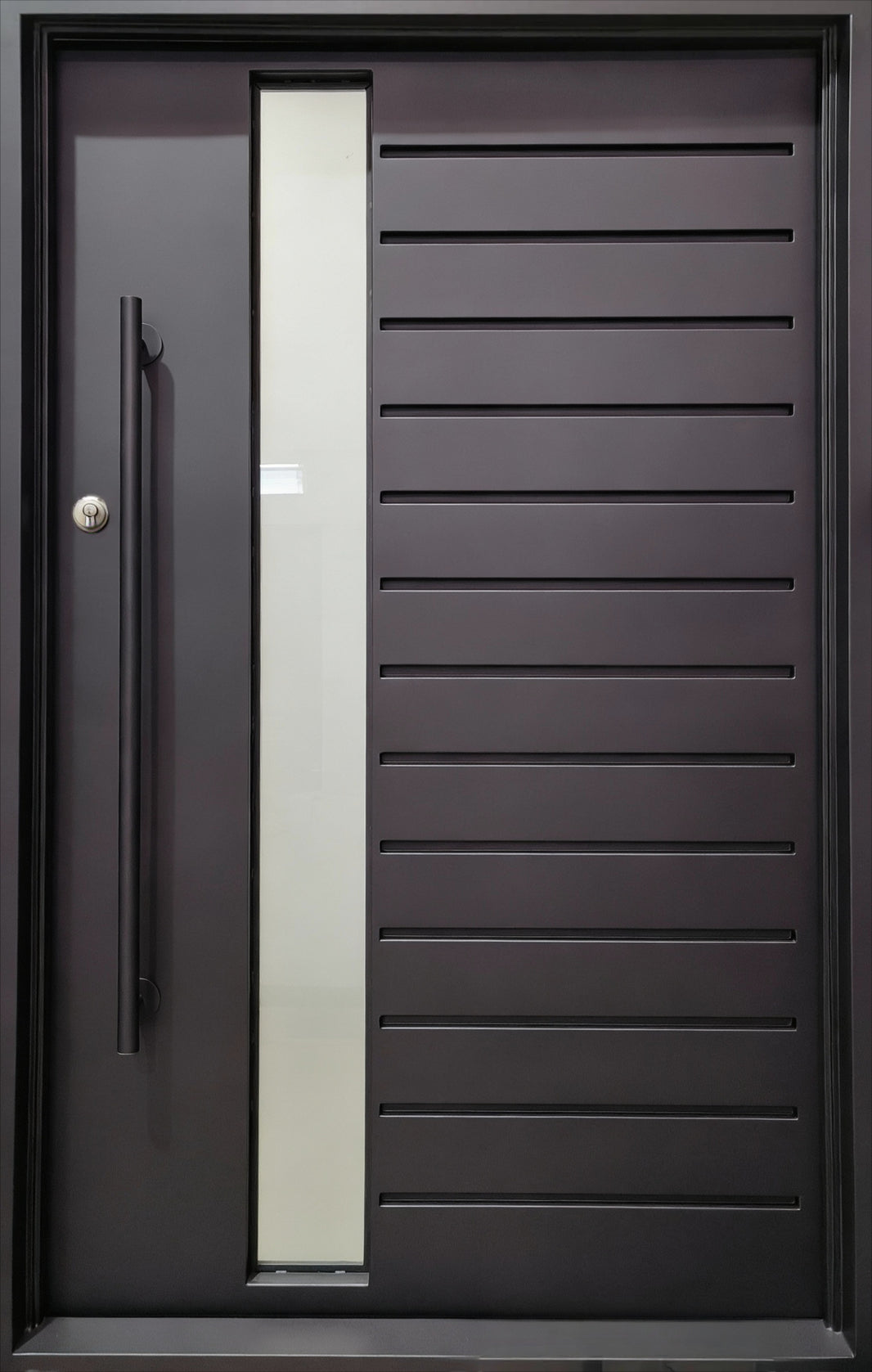 Square Top Wrought Iron Door with Kickplate Customizable Pre-Hung Exterior Entryway in Powder-Coated Finish Model IWD987