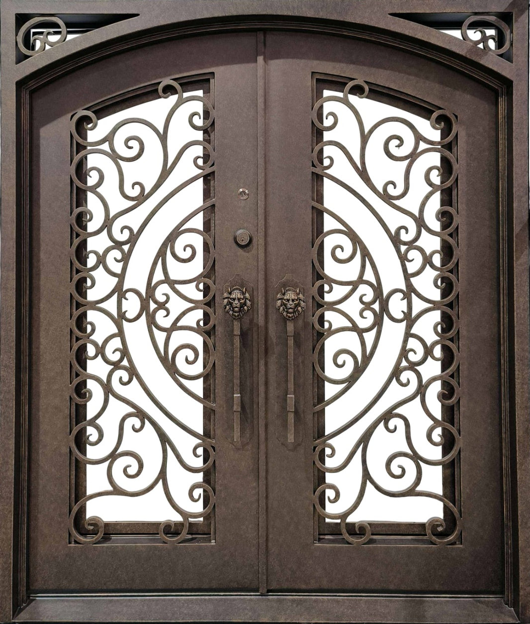 Heavy-Duty Wrought Iron Door with Square Top and Kickplate Steel Entrance Model IWD 988
