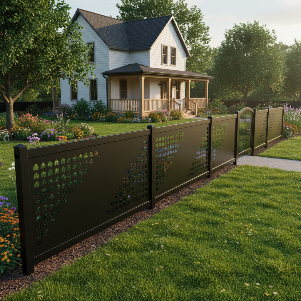 Heart Pattern Triangular Arrangement Plasma‑Cut Steel Fence Panel | Decorative Metal Privacy Screen Model # LFP1009