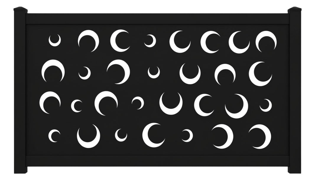 Crescent Moon Pattern Plasma‑Cut Steel Fence Panel | Celestial Decorative Metal Privacy Screen Model # LFP1014