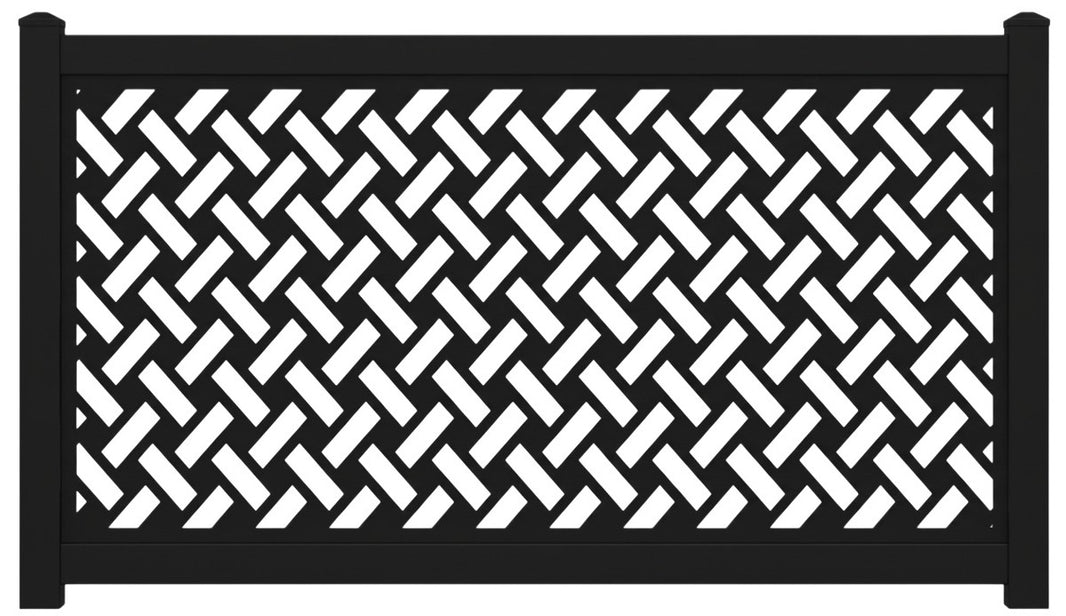 Herringbone Lattice Pattern Plasma‑Cut Steel Fence Panel | Modern Decorative Metal Privacy Screen Model # LFP1016