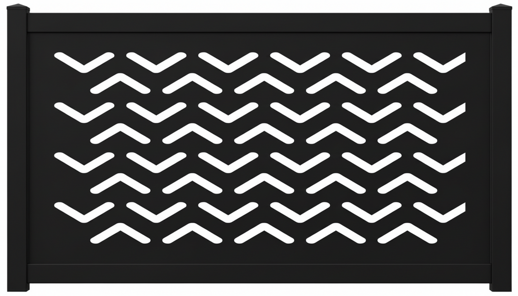 Chevron Cutout Pattern Plasma‑Cut Steel Fence Panel | Modern Decorative Metal Privacy Screen Model # LFP1017