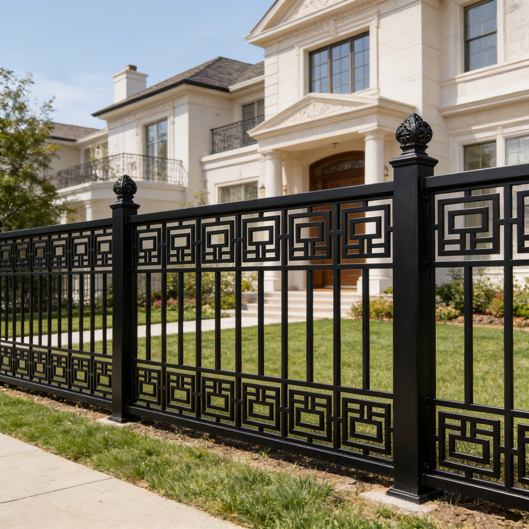 Modern Geometric Steel Railing Panel | Decorative Laser‑Cut Metal Fence Insert for Luxury Homes Model # LFP1023