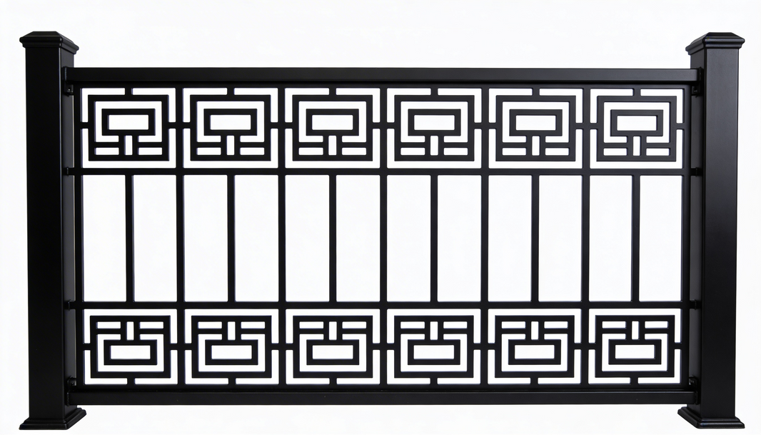 Modern Geometric Steel Railing Panel | Decorative Laser‑Cut Metal Fence Insert for Luxury Homes Model # LFP1023
