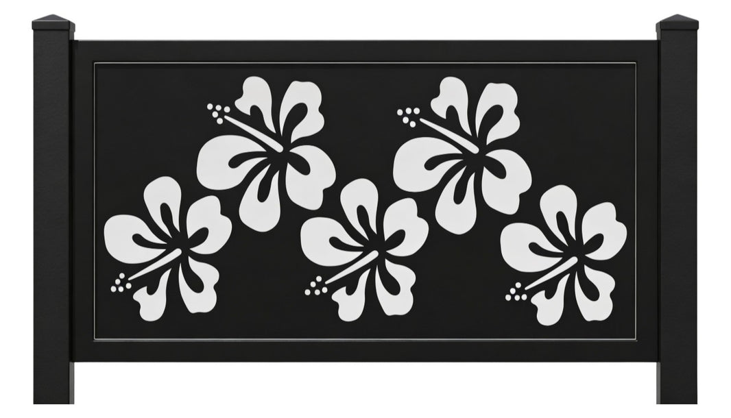 Hibiscus Flower Plasma‑Cut Steel Fence Panel | Decorative Floral Metal Privacy Screen Model # LFP951