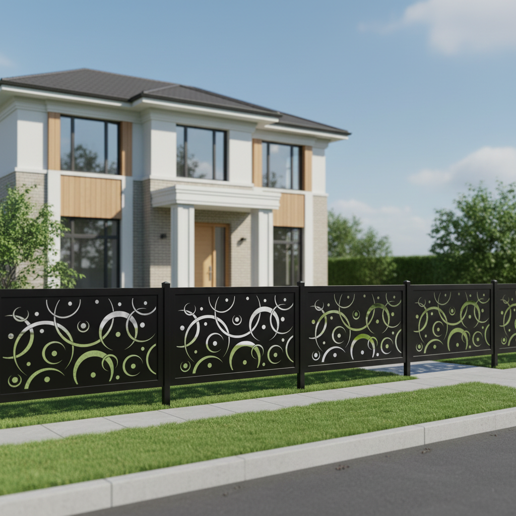 Leaf Pattern Plasma‑Cut Steel Fence Panel | Decorative Metal Privacy Screen Model # LFP953