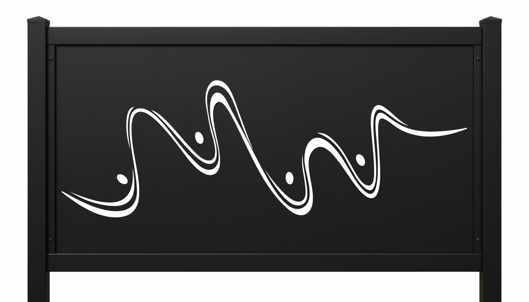 Abstract Wave Line Plasma‑Cut Steel Fence Panel | Modern Metal Privacy Screen Model # LFP954