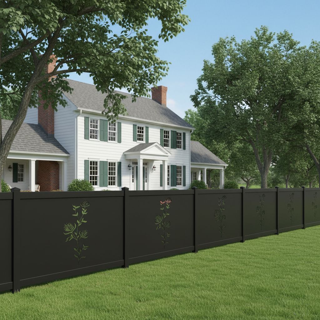 Floral Stem Silhouette Plasma‑Cut Steel Fence Panel | Elegant Decorative Metal Privacy Screen Model # LFP963