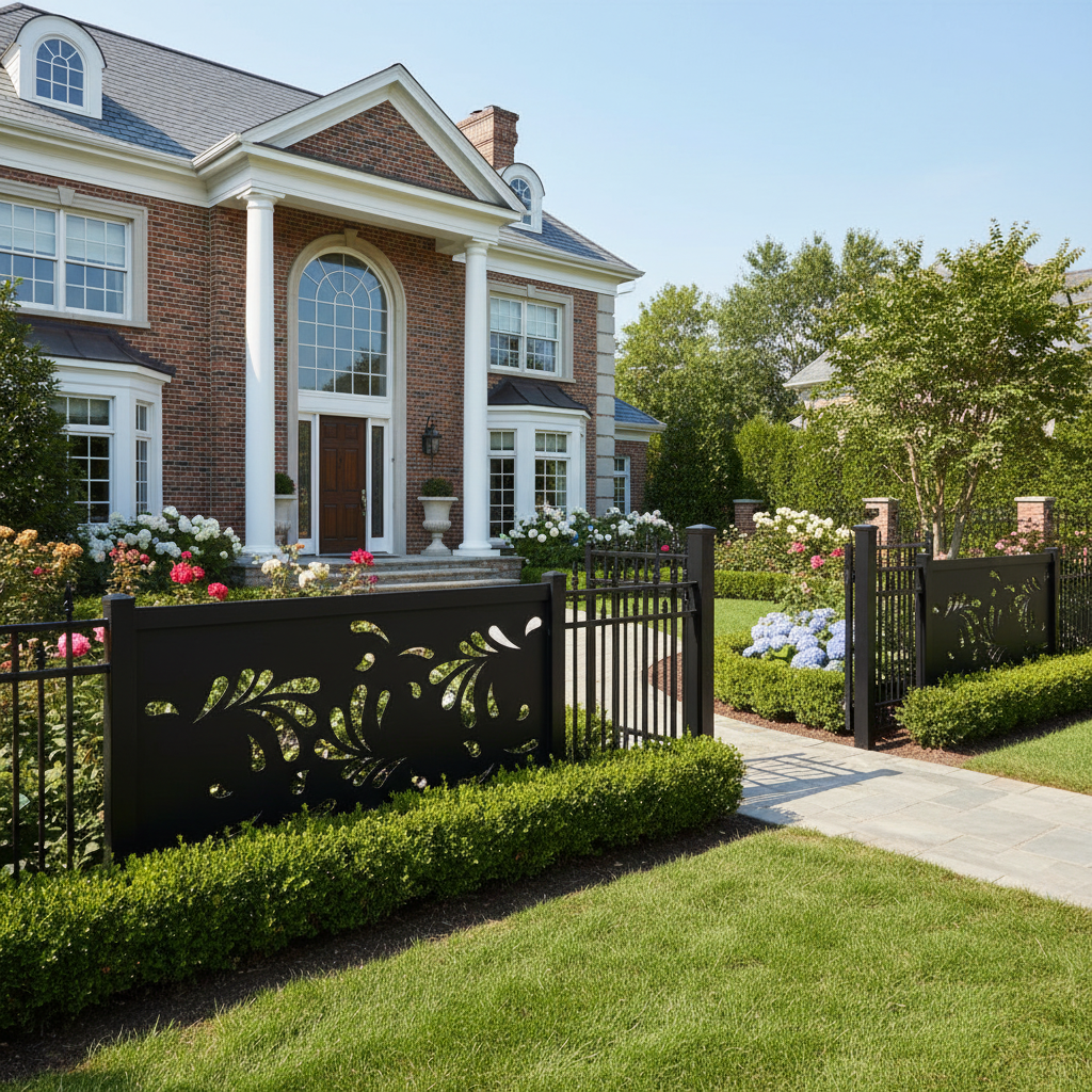 Swirling Floral Petal Plasma‑Cut Steel Fence Panel | Elegant Decorative Metal Privacy Screen Model # LFP968
