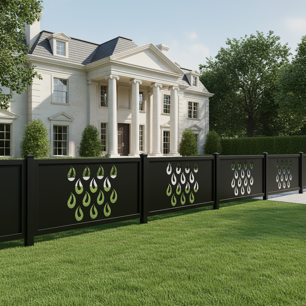 Flame Motif Pattern Plasma‑Cut Steel Fence Panel | Modern Decorative Metal Privacy Screen Model # LFP969