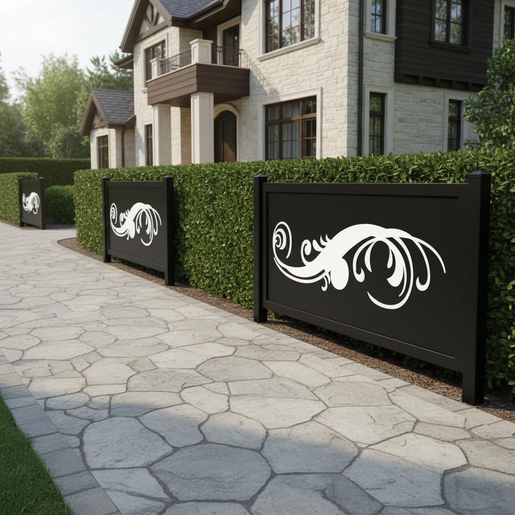Ornamental Flourish Plasma‑Cut Steel Fence Panel | Elegant Decorative Metal Privacy Screen Model # LFP975