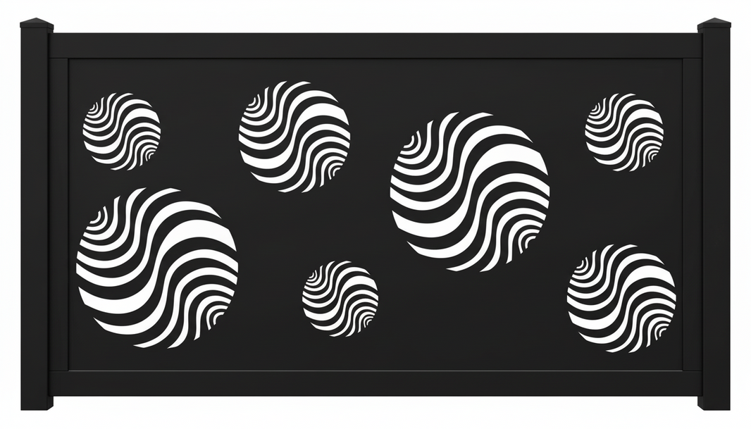 Swirling Circle Pattern Plasma‑Cut Steel Fence Panel | Modern Decorative Metal Privacy Screen Model # LFP976