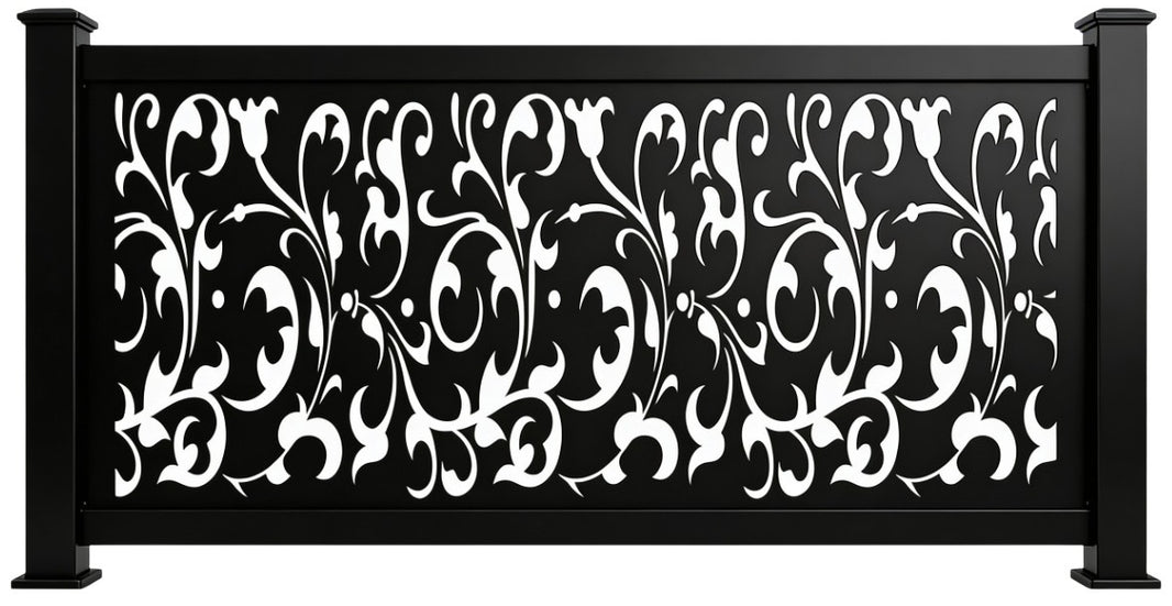 Ornate Floral Vine Plasma‑Cut Steel Fence Panel | Elegant Decorative Metal Privacy Screen Model # LFP978