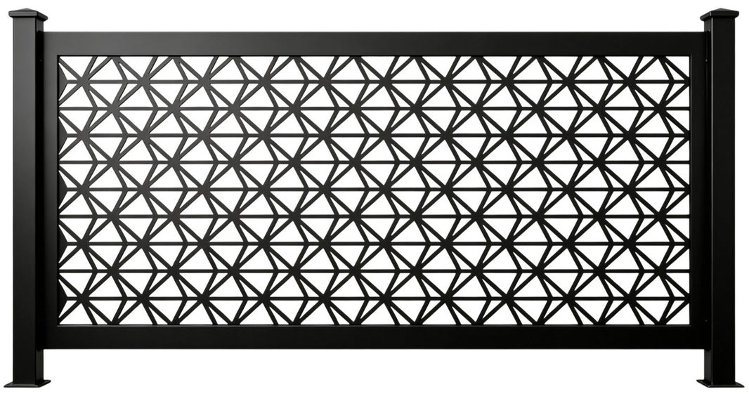 Interlocking Triangle Diamond Plasma‑Cut Steel Fence Panel | Modern Decorative Metal Privacy Screen Model # LFP984
