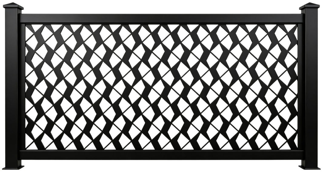 Diamond Lattice Plasma‑Cut Steel Fence Panel | Modern Decorative Metal Privacy Screen Model # LFP986