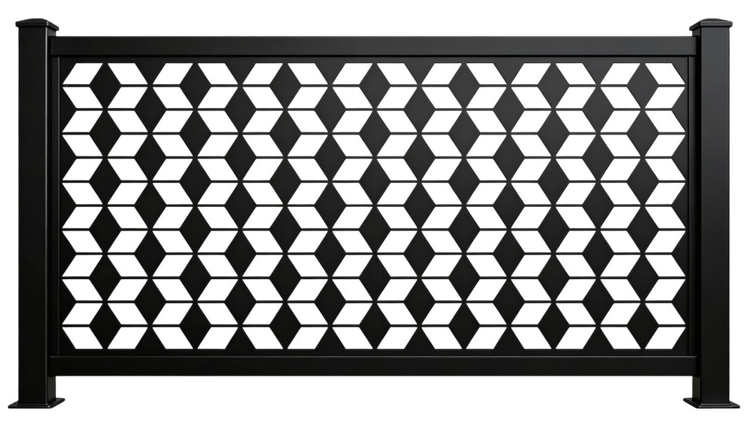 3D Hexagon Cube Pattern Plasma‑Cut Steel Fence Panel | Modern Geometric Decorative Metal Privacy Screen Model # LFP987