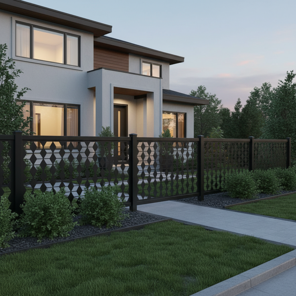 3D Hexagon Cube Pattern Plasma‑Cut Steel Fence Panel | Modern Geometric Decorative Metal Privacy Screen Model # LFP987