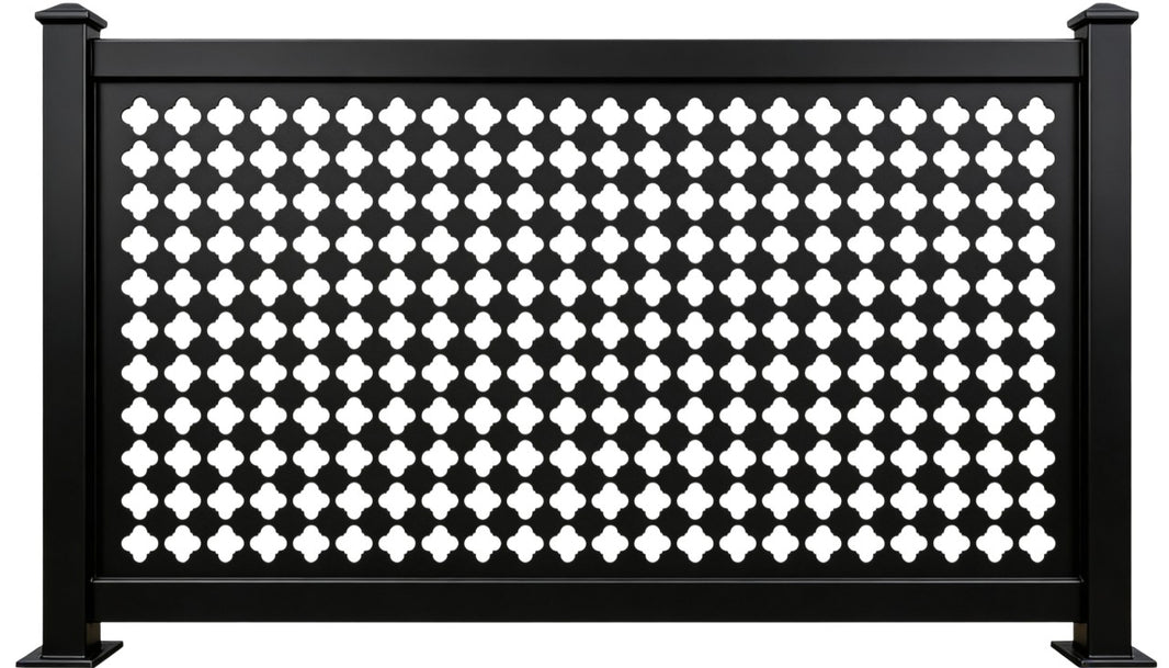 Quatrefoil Pattern Plasma‑Cut Steel Fence Panel | Classic Decorative Metal Privacy Screen Model # LFP990