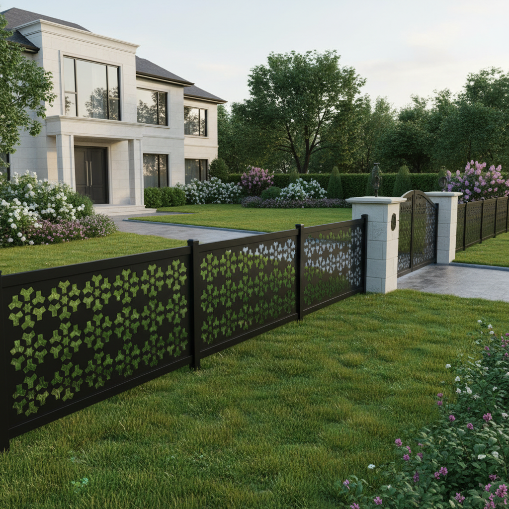 Geometric Star Y‑Pattern Plasma‑Cut Steel Fence Panel | Decorative Modern Metal Privacy Screen Model # LFP991