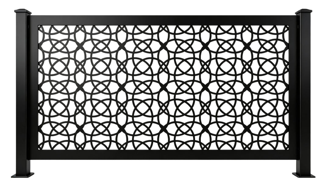 Interlocking Circle Ellipse Plasma‑Cut Steel Fence Panel | Modern Decorative Metal Privacy Screen Model # LFP992