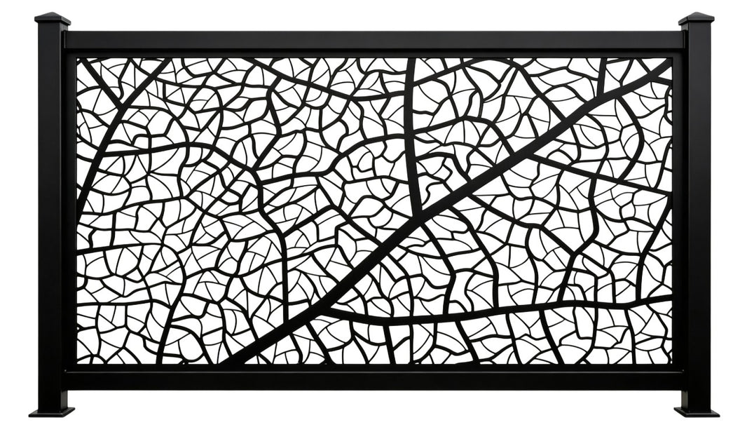 Organic Leaf Vein Pattern Plasma‑Cut Steel Fence Panel | Modern Decorative Metal Privacy Screen Model # LFP993